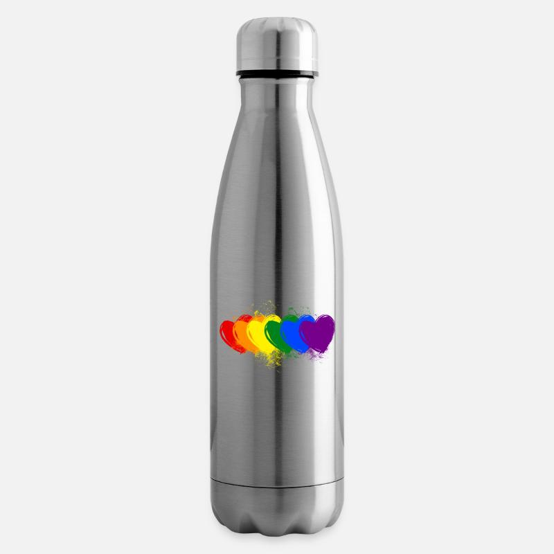 bunte Herzen - Isolierflasche - Lightsilver