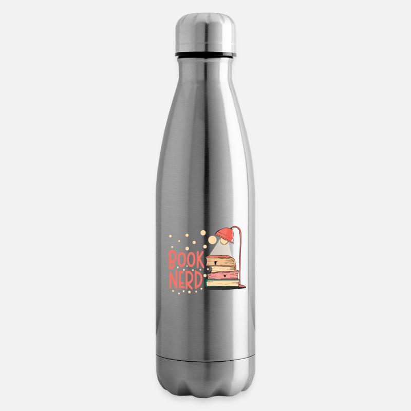 Book-nerd-bookworm-reading-book-reader - Bouteille isotherme - argent clair