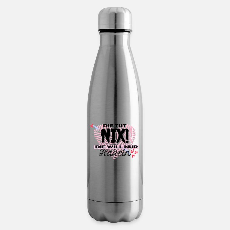 Die Tut Nix Die Will Nur Häkeln Rosa Herz Pink - Isolierflasche - Lightsilver