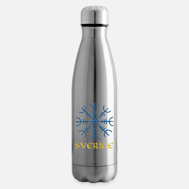 Wikinger Kompass Vegvisir Schwede Sverige Geschenk - Isolierflasche - Lightsilver
