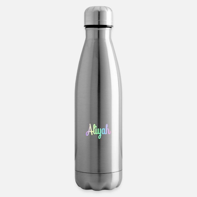 ALIYAH Rainbow Minimalist Cursive - Insulated Water Bottle - silver