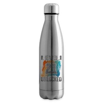 Geburtstag Geschenk Level Unlocked 21 Jahre - Isolierflasche - Lightsilver - Rechts