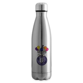 8 years old space birthday 8th birthday - Insulated Water Bottle - silver - Right