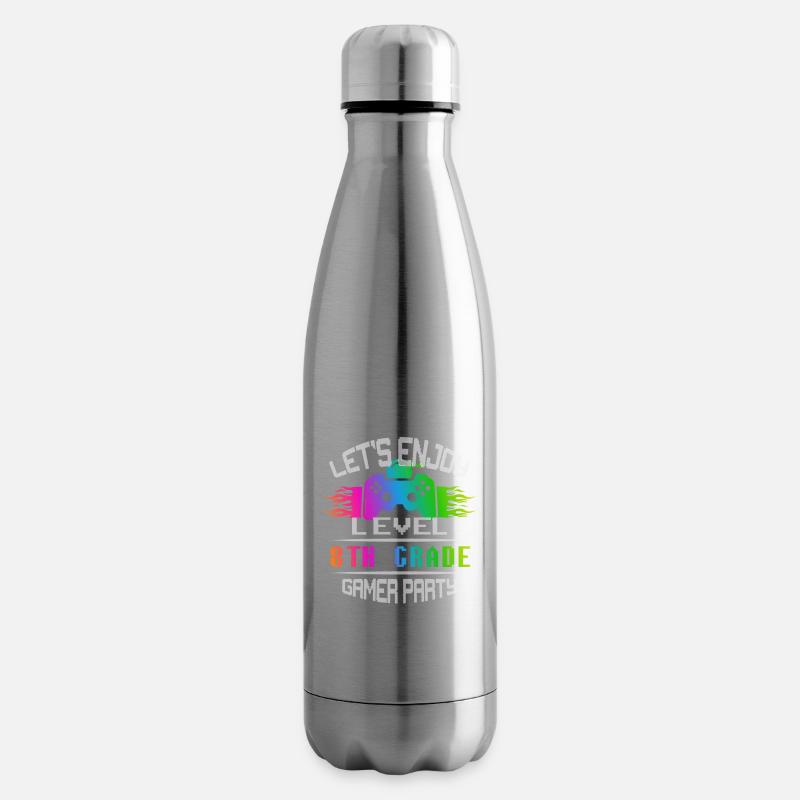 Level 8TH GRADE keep calm and game on - Insulated Water Bottle - silver
