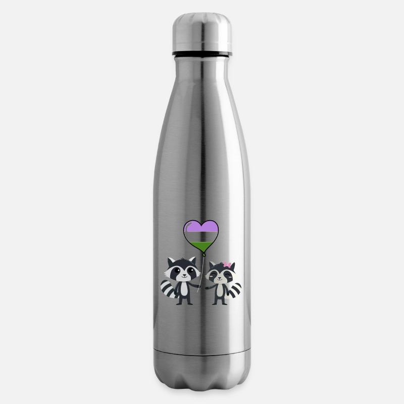 Waschbär-Paar Genderqueer Pride - Isolierflasche - Lightsilver