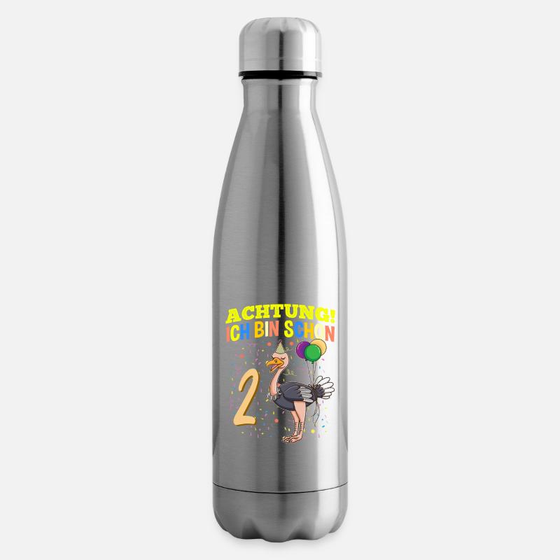 Achtung Ich Bin Schon 2 Tier Geburtstag Strauß - Isolierflasche - Lightsilver