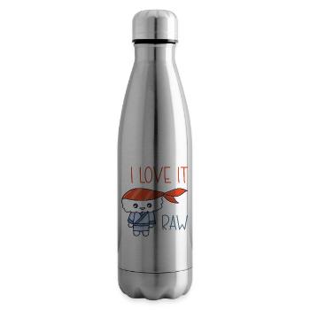Kawaii Japanese Food Salmon Salmon Sushi Roll - Insulated Water Bottle - silver - Right