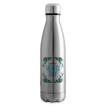 Fête des Pères Fête des Pères Typographie motif du muguet - Bouteille isotherme - argent clair - Droite