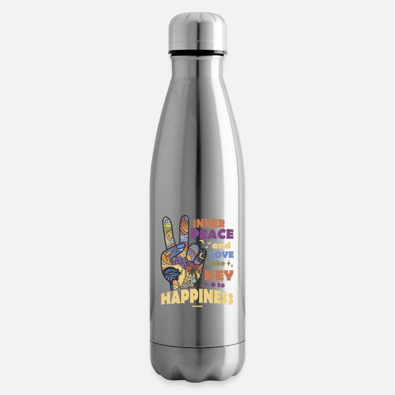 innerer Frieden Peacezeichen zwei Finger - Isolierflasche - Lightsilver