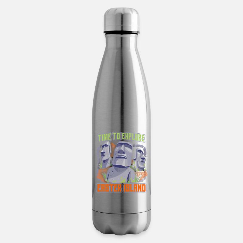 Steinköpfe, Moai, Osterinsel Rapa-Nui - Isolierflasche - Lightsilver