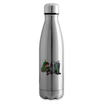 Drôle Elfe Pompant l’essence Noël Drôle - Bouteille isotherme - argent clair - Droite
