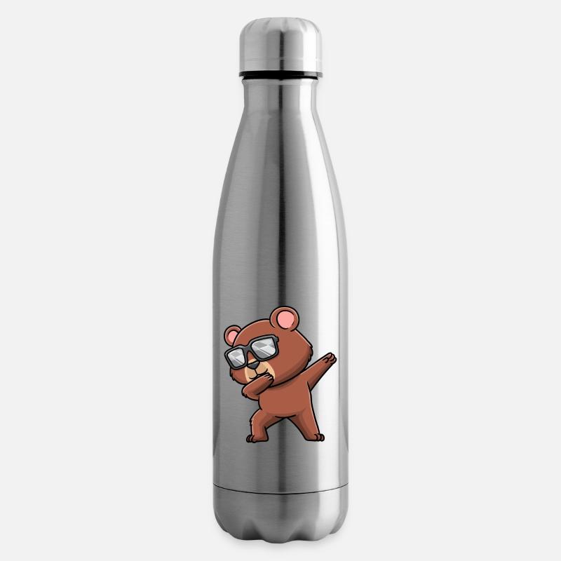 Dabbing Bear avec des lunettes de soleil - Bouteille isotherme - argent clair