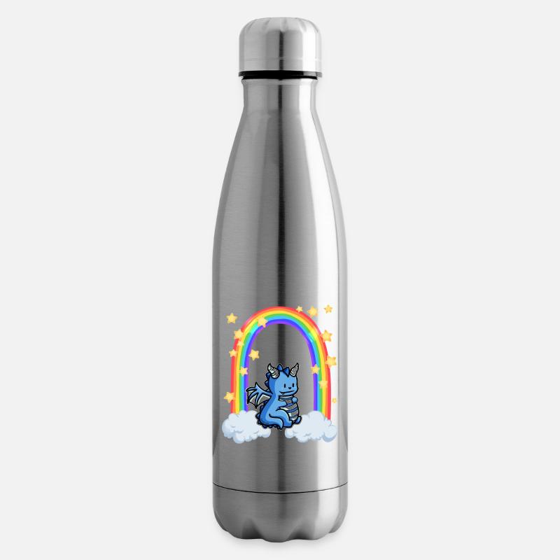 Drache Regenbogen Wolke Sterne - Isolierflasche - Lightsilver
