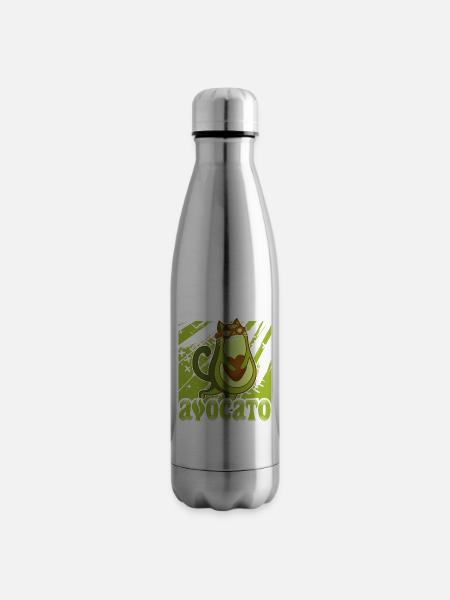 Avocato Mix aus Avocado und Katze für Vegetarier - Isolierflasche - Lightsilver