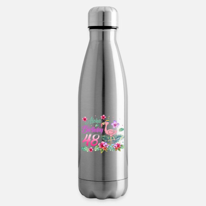 Aloha Geburtstag 48 Flamingo Vogel 48. Geburtstag - Isolierflasche - Lightsilver