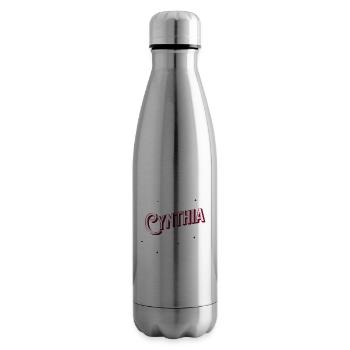 Cynthia name personalized - Insulated Water Bottle - silver - Right