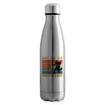 Cat Papa Design for Cat Lovers - Insulated Water Bottle - silver - Right