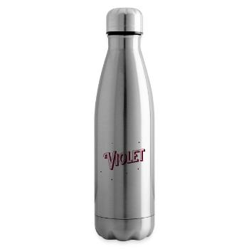 Nom violet personnalisé - Bouteille isotherme - argent clair - Droite