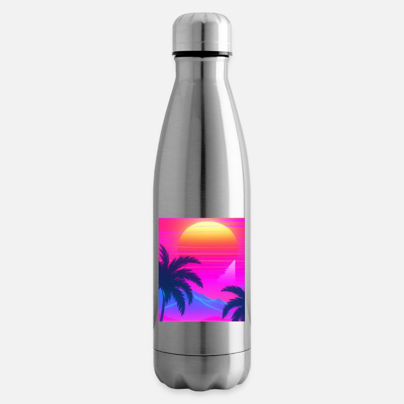 Synthwave Sun Hawaii Vaporwave Aesthetic - Isolierflasche - Lightsilver