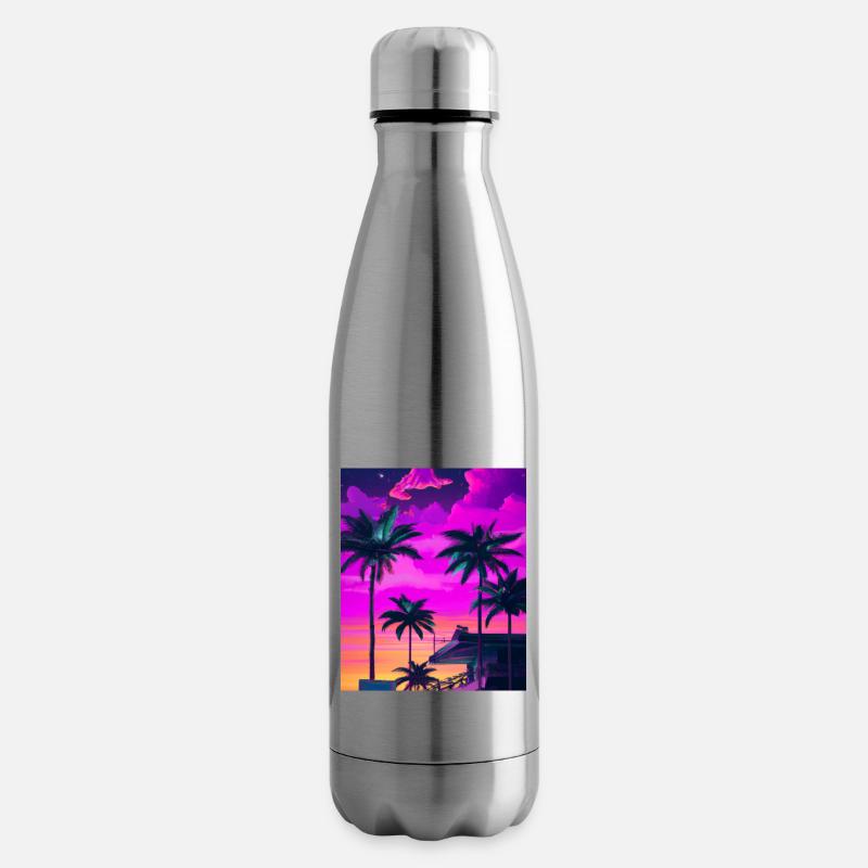Synthwave Sun Hawaii Vaporwave Aesthetic - Isolierflasche - Lightsilver