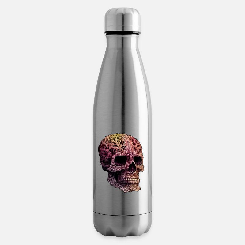Verzierter Schädel - Isolierflasche - Lightsilver
