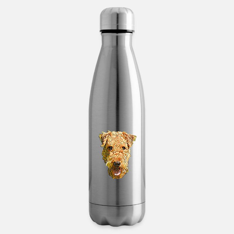 Visage d’Airedale Terrier - Bouteille isotherme - argent clair