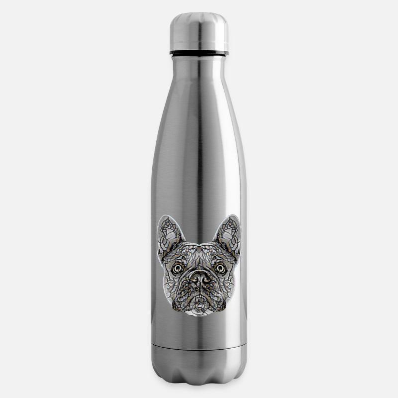 Français Visage de bouledogue - Bouteille isotherme - argent clair