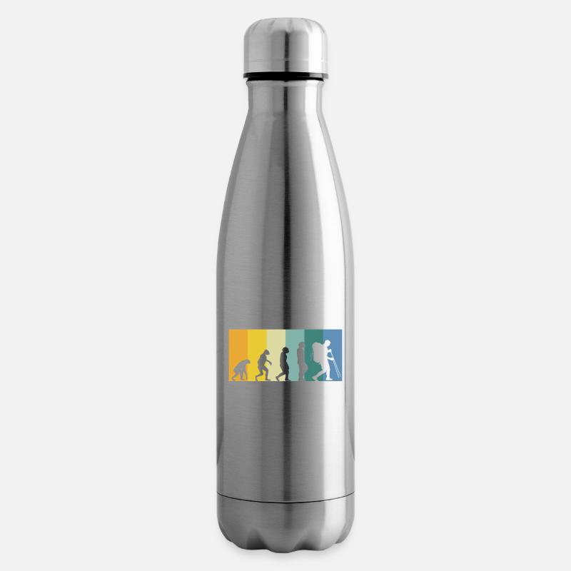 Evolution Wanderer - wandern retro vintage Farben - Isolierflasche - Lightsilver