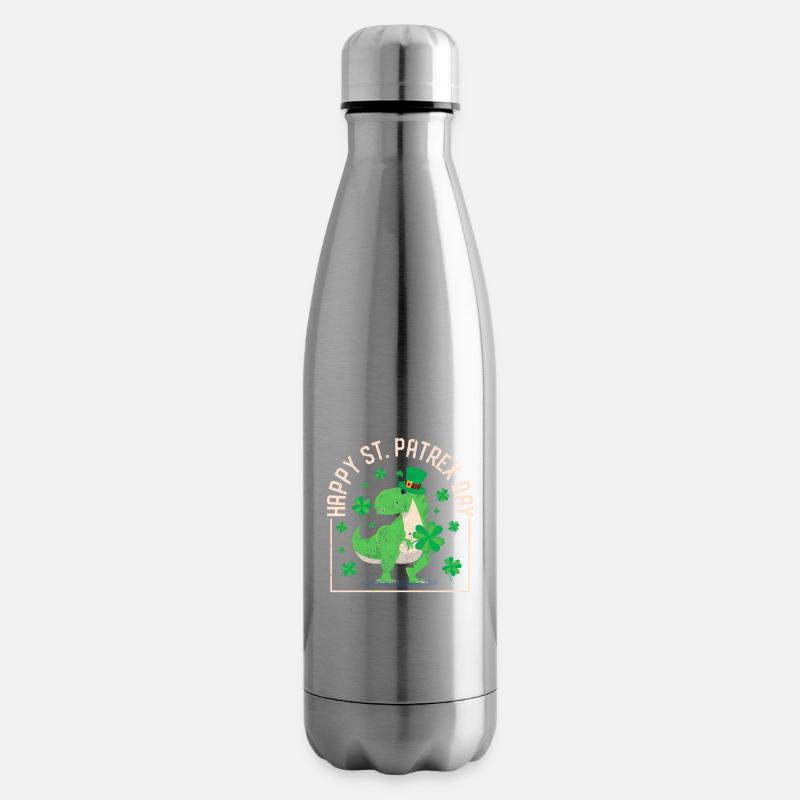 Glücklich St. Patrex Day Funny Irish T-Rex Saint - Isolierflasche - Lightsilver