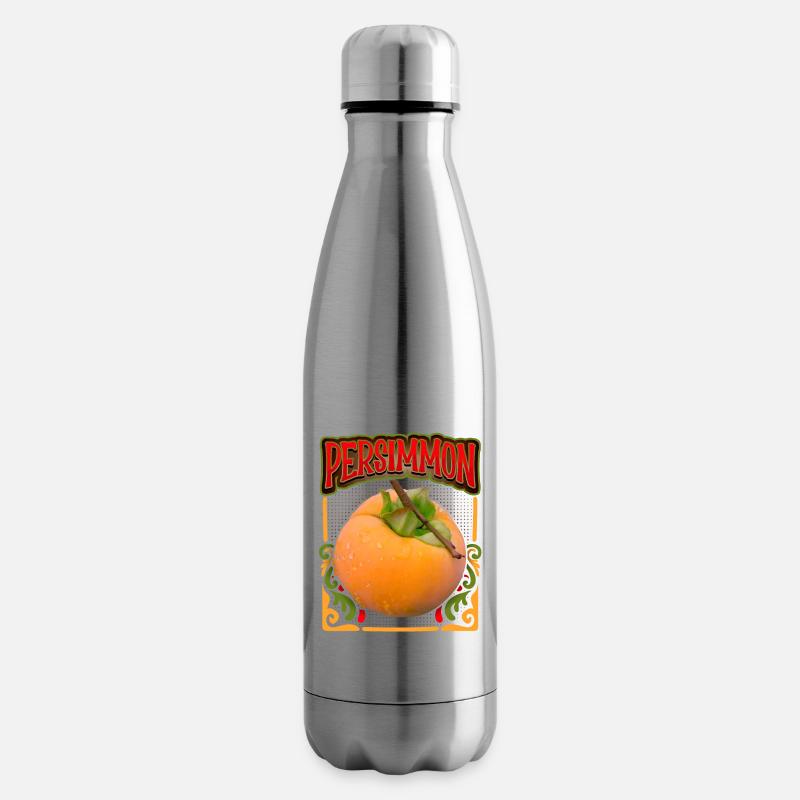 Persimmon, persimmon fruit, illustration - Insulated Water Bottle - silver