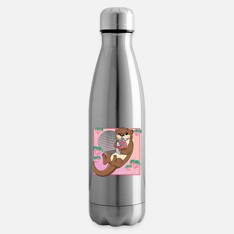 Kawaii Otter Erdbeermilch - Isolierflasche - Lightsilver