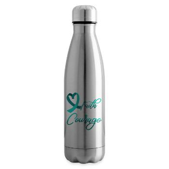 Hope Faith Love Courage Pstd Stress Awareness - Insulated Water Bottle - silver - Right
