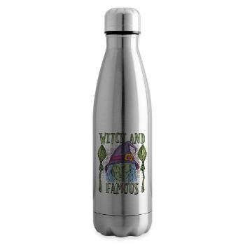 Comic Hexe mit Hexenbesen, lustiger Spruch, Pun - Isolierflasche - Lightsilver - Rechts