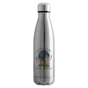 Journée de l’environnement, Kawaii Earth Saying Sauvons-le-monde - Bouteille isotherme - argent clair - Droite