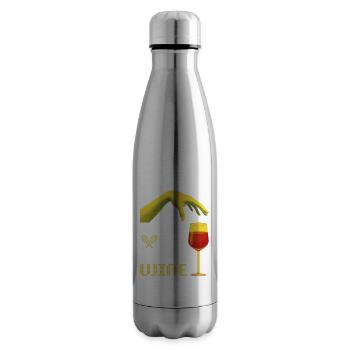 Jeu de tennis set match drôle de dicton avec du vin - Bouteille isotherme - argent clair - Droite