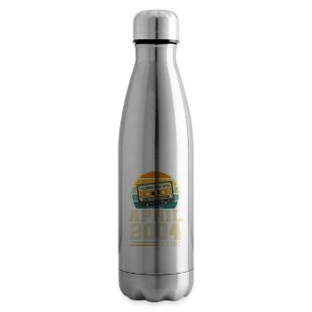 19th birthday April Born 2004 Gift idea - Insulated Water Bottle - silver - Right