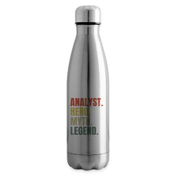 Funny Analyst Hero Myth Legend Best Job Analyst - Insulated Water Bottle - silver - Right