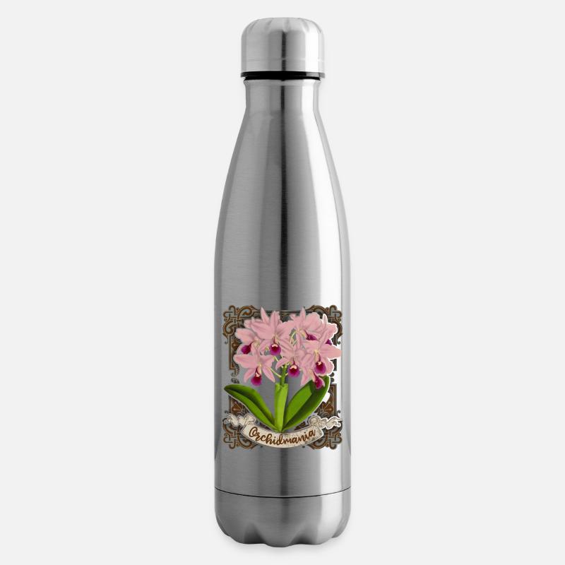 Antike Orchideen Illustration, vintage Orchidee - Isolierflasche - Lightsilver