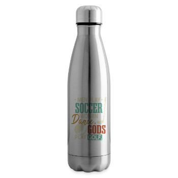 Gods Play Golf Funny Quote Golfing - Insulated Water Bottle - silver - Right