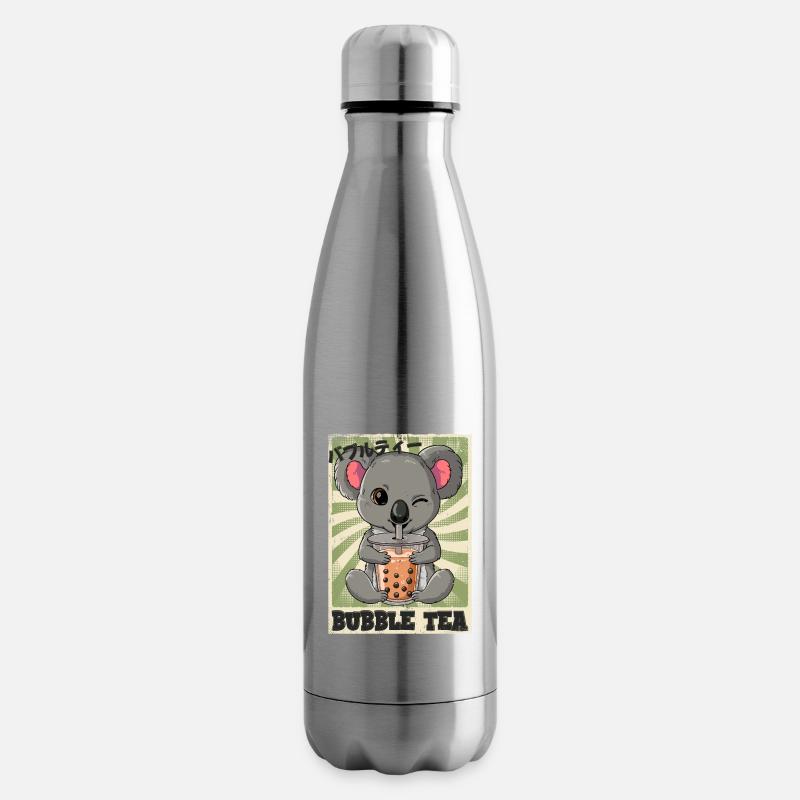 Boba Tea Koala Bubble Tea - Insulated Water Bottle - silver