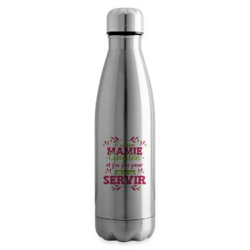 J'ai Une Mamie Cinglée - Bouteille isotherme - argent clair - Droite