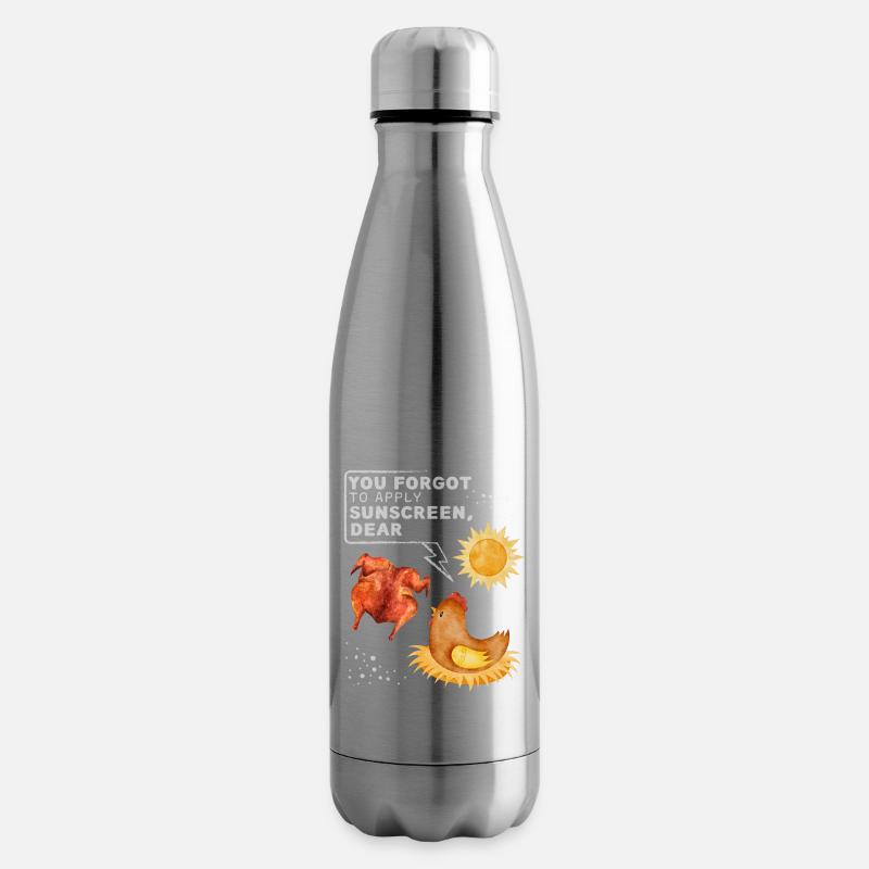 Drôle de poulet disant, blague de poulet bain de soleil - Bouteille isotherme - argent clair