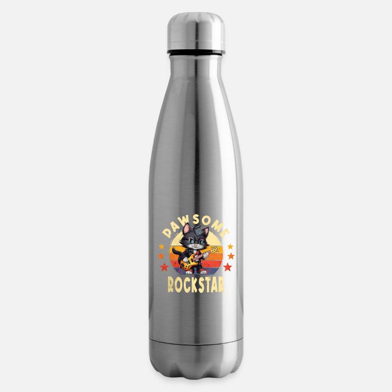 Katze Tier E-Gitarre Gitarrist Pawsome Rock Star - Isolierflasche - Lightsilver