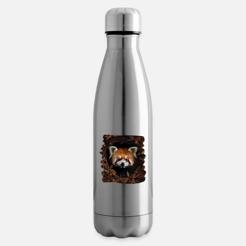 Kleiner Panda realistic Roter Panda Pandas - Isolierflasche - Lightsilver