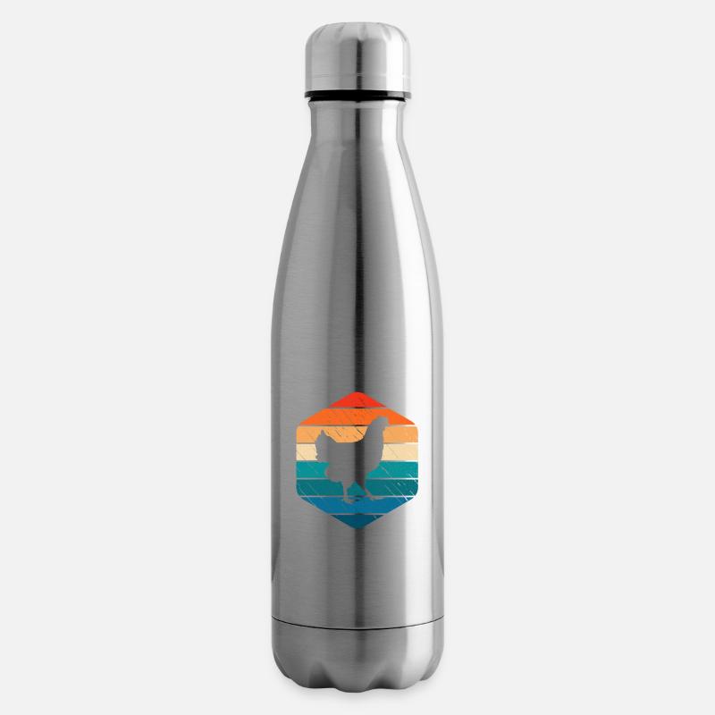 Hahn Huhn Hühner Bauer Retro Bauernhof Geschenk - Isolierflasche - Lightsilver