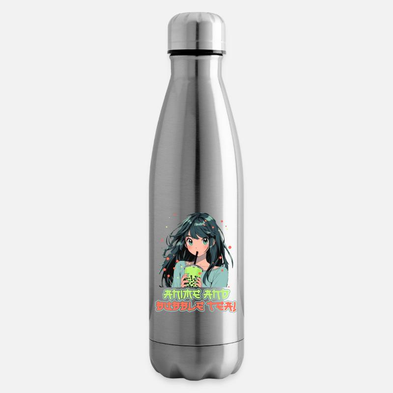 Anime et Boba Bubble Tea - Bouteille isotherme - argent clair
