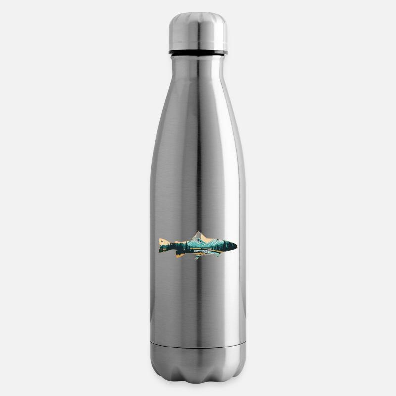 Pêche à la mouche dans un paradis de la truite: rétro - Bouteille isotherme - argent clair