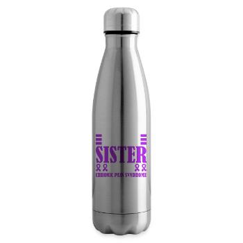 Proud sister of a warrior with chronic - Insulated Water Bottle - silver - Right