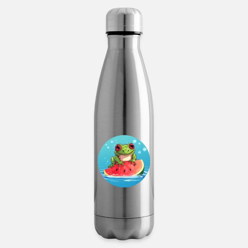 Grenouille sur pastèque dans la mer - Bouteille isotherme - argent clair