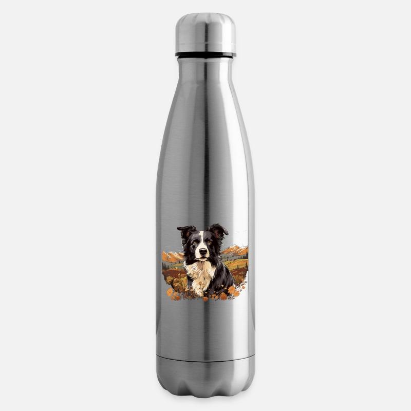 Hund Border Collie - Isolierflasche - Lightsilver